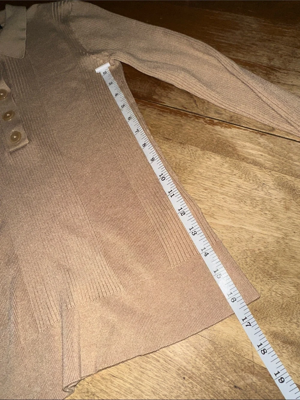 J. Crew Beige Ribbed V‑Neck Polo Sweater